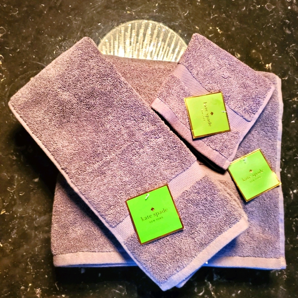 BNwT Kate Spade 3 spa towels grey bath, hand, washcloth - Picture 1 of 2